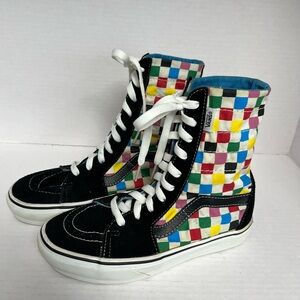Vans Off The Wall MULTI COLOR Black Checkered High Top Sneakers